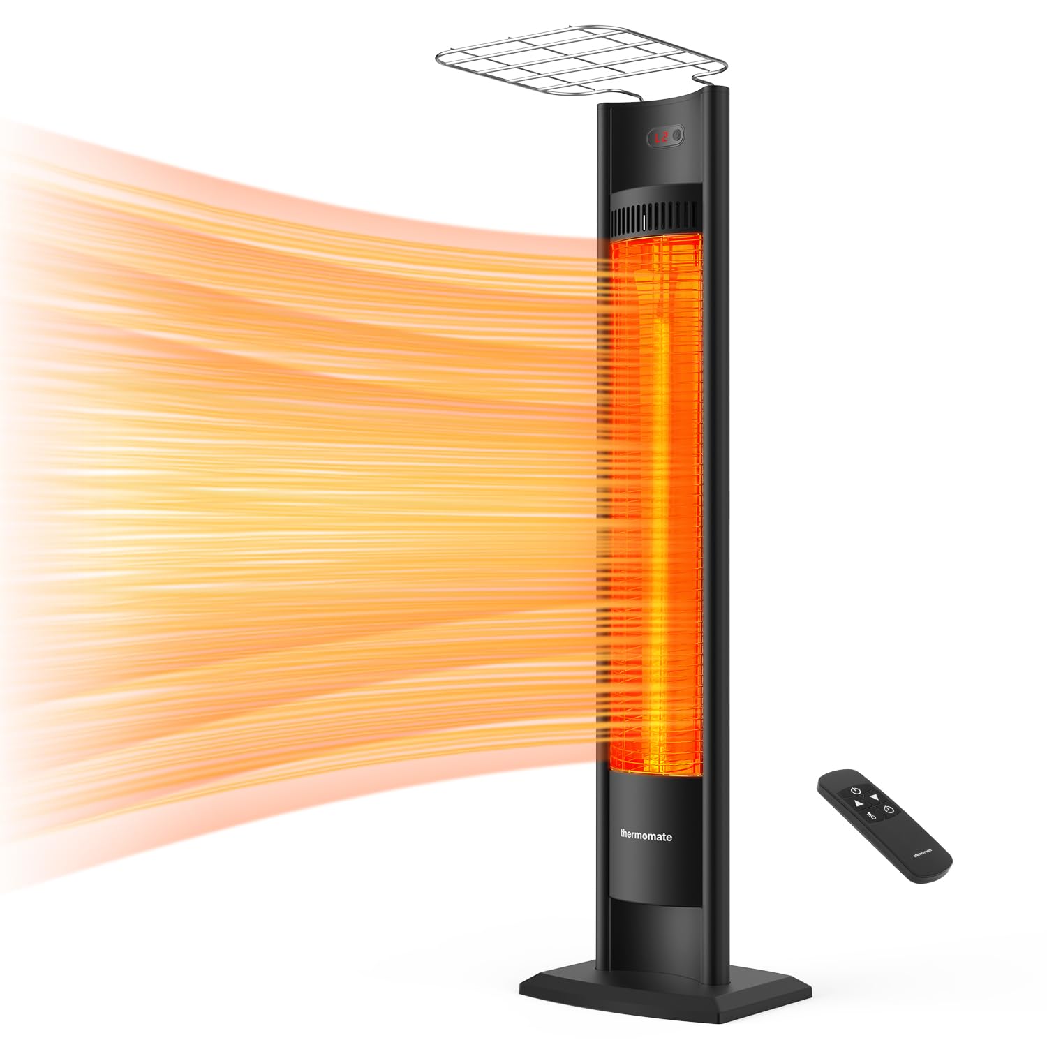 Electric Carbon Infrared Patio Heater - 1500W 2 Heating Levels & Timer