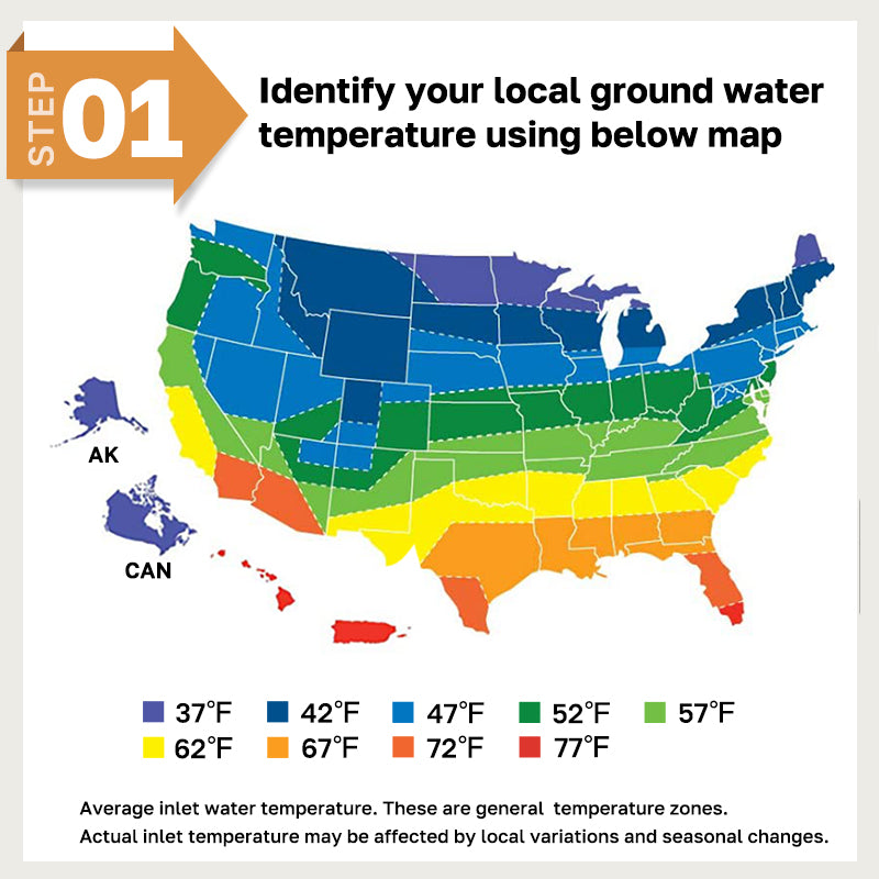 ldentify your local ground watertemperature using below map
