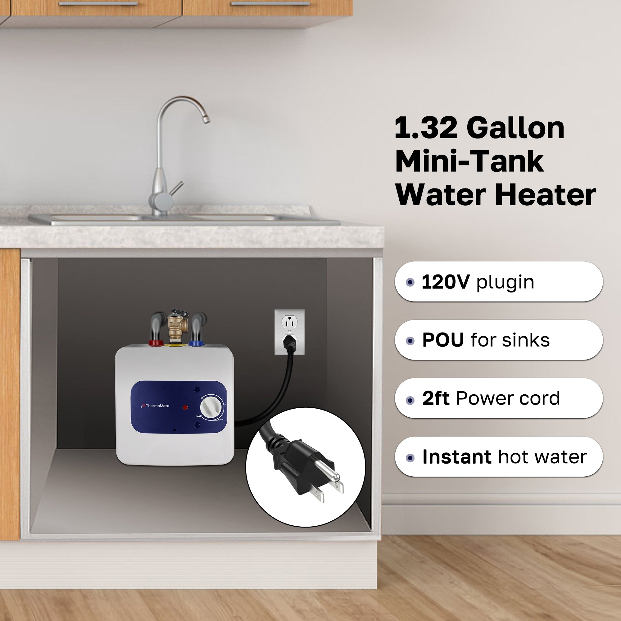 1.32 Gallon Mini-Tank Water Heater