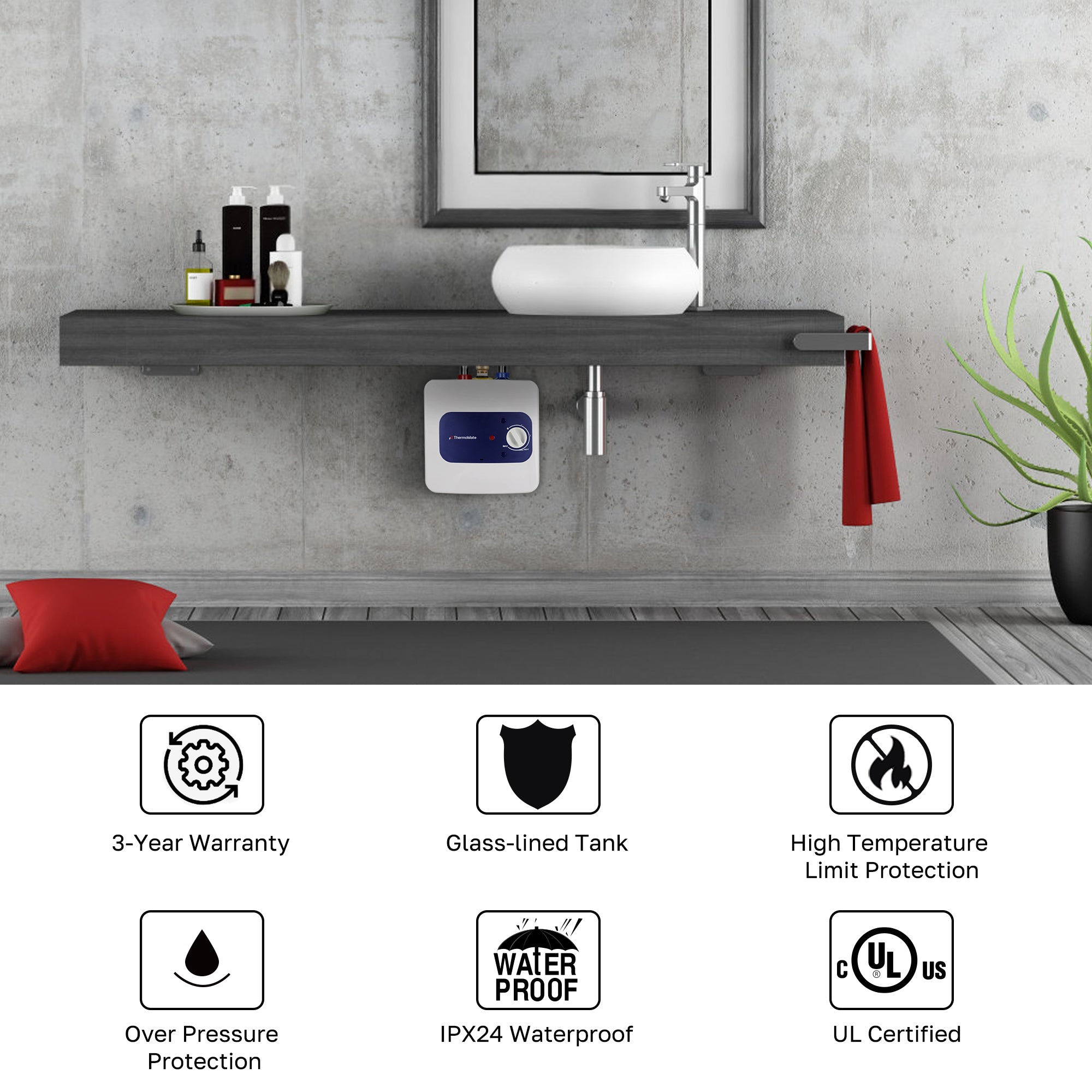 Mini Tank Electric Water Heater 1.3 Gallons