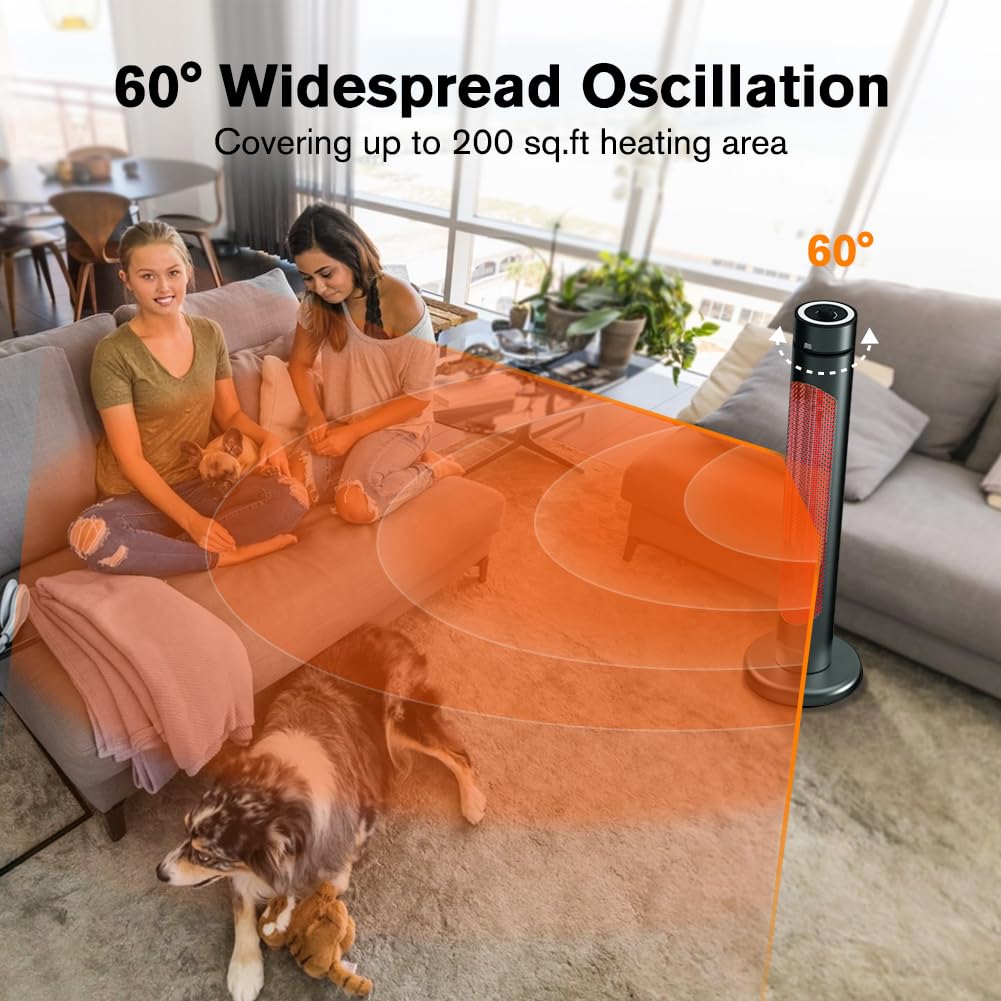 Thermomate Electric Outdoor/Indoor Patio Heater - 1500W 8 Heating Levels & Timer