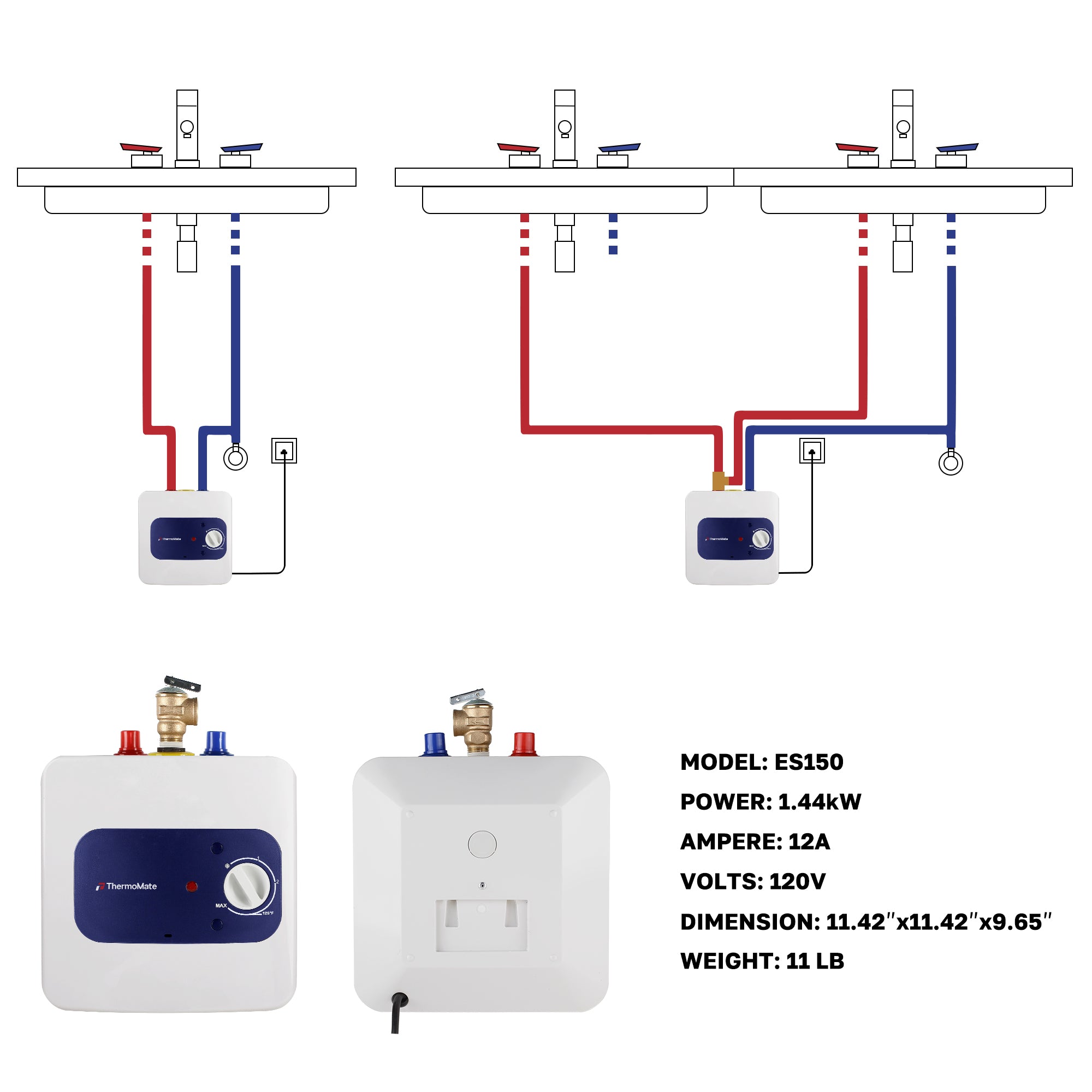 Mini Tank Electric Water Heater 1.3 Gallons