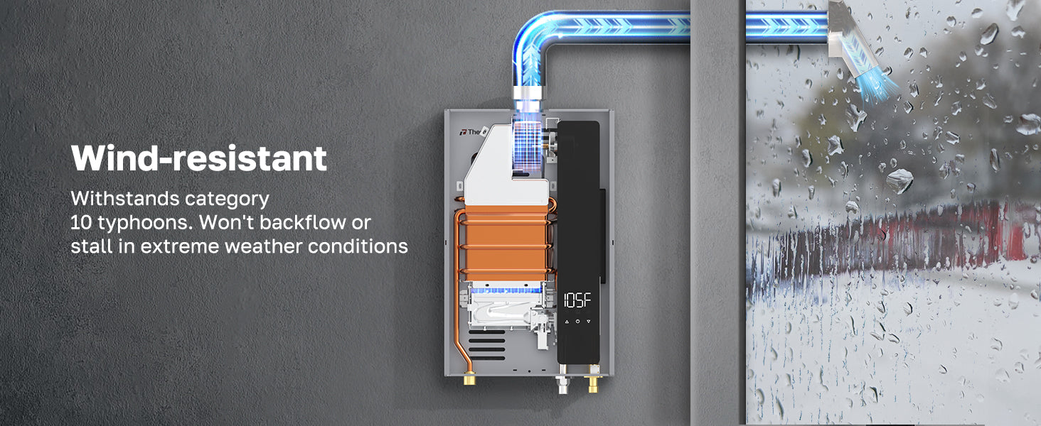 Wind-resistant
Withstands category10 typhoons. Won't backflow orstallin extreme weather conditions
