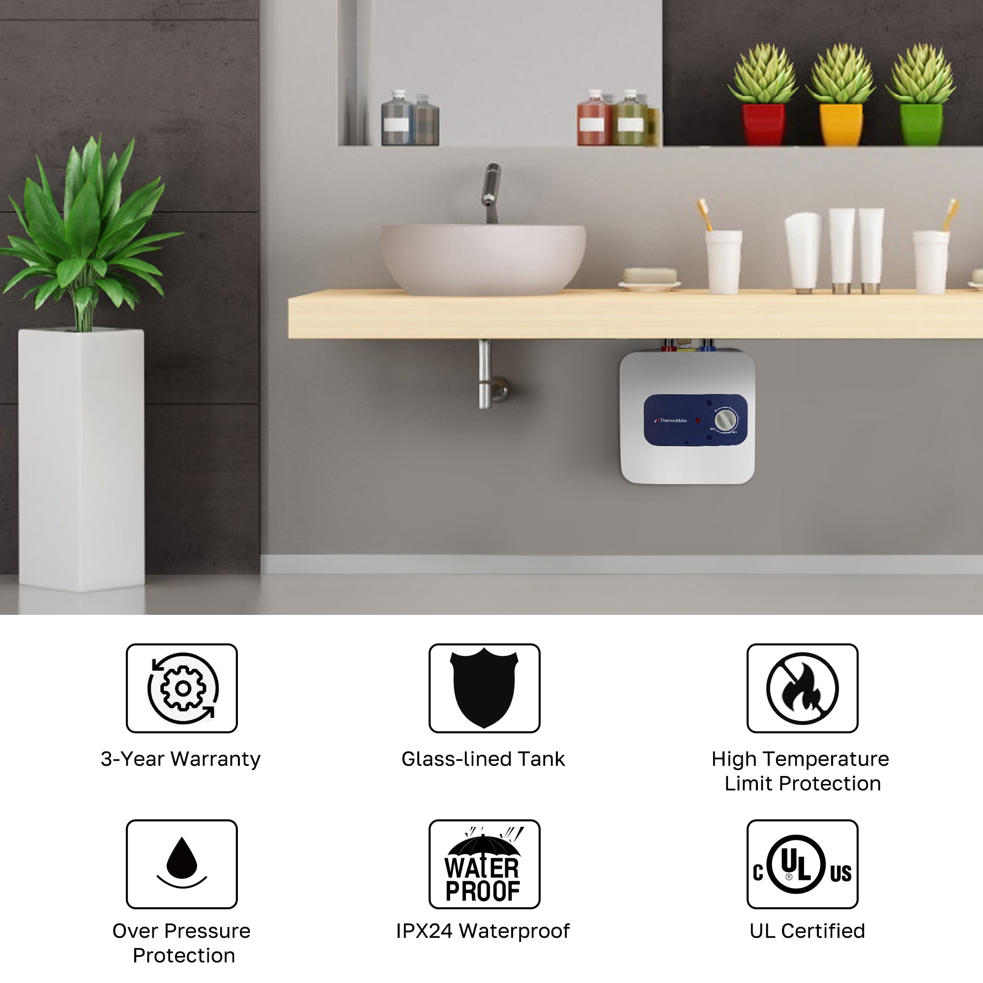 Mini Tank Electric Water Heater 2.5 Gallons