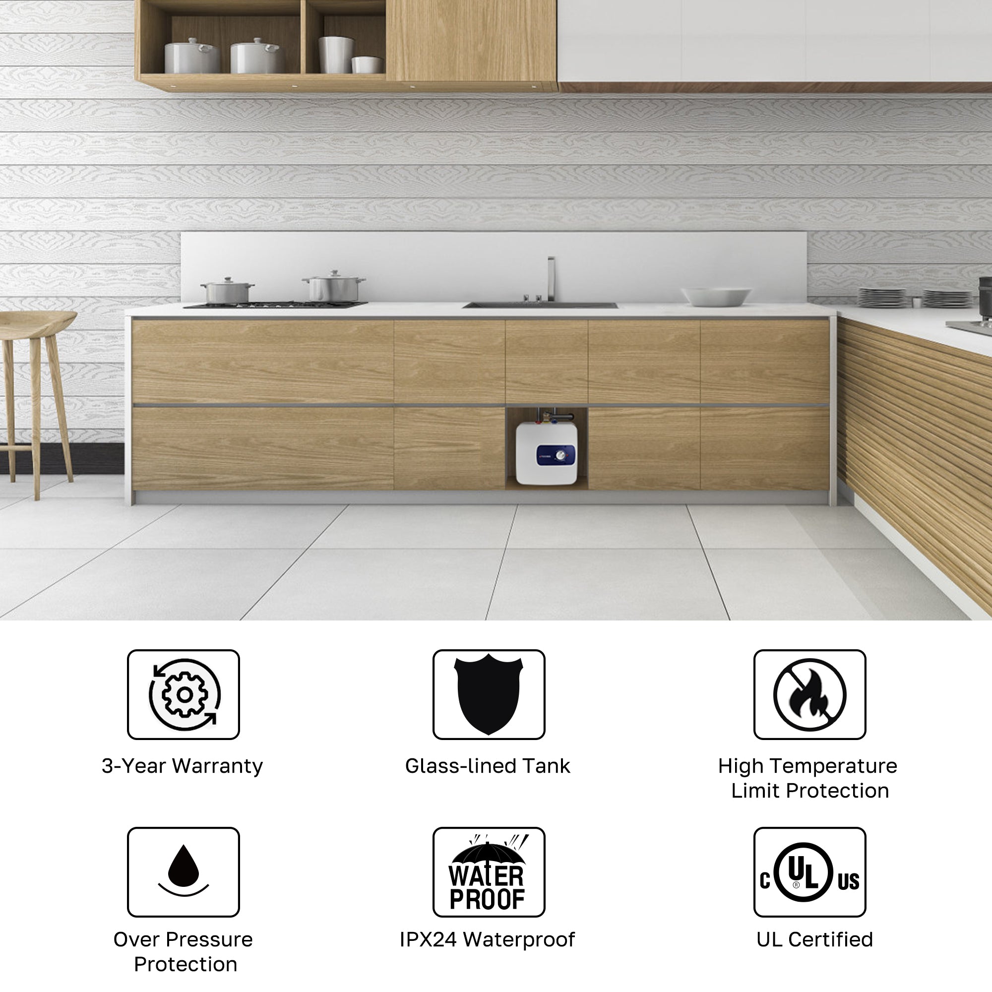 Elektrischer Mini-Tank-Warmwasserbereiter 4,0 Gallonen