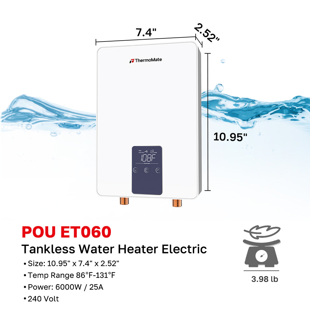Tankless Electric Water Heater for Sink Faucets - 6kW