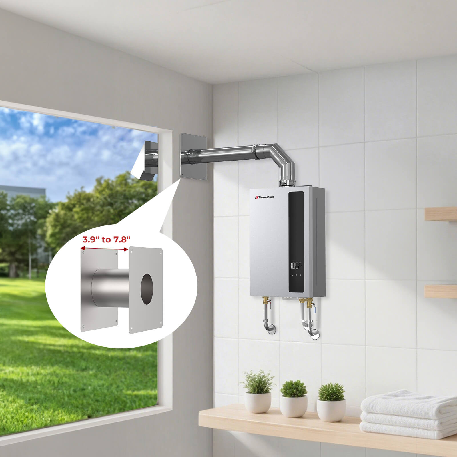 ThermoMate-Horizontal-Stainless-Steel-Vent-Pipe-Install