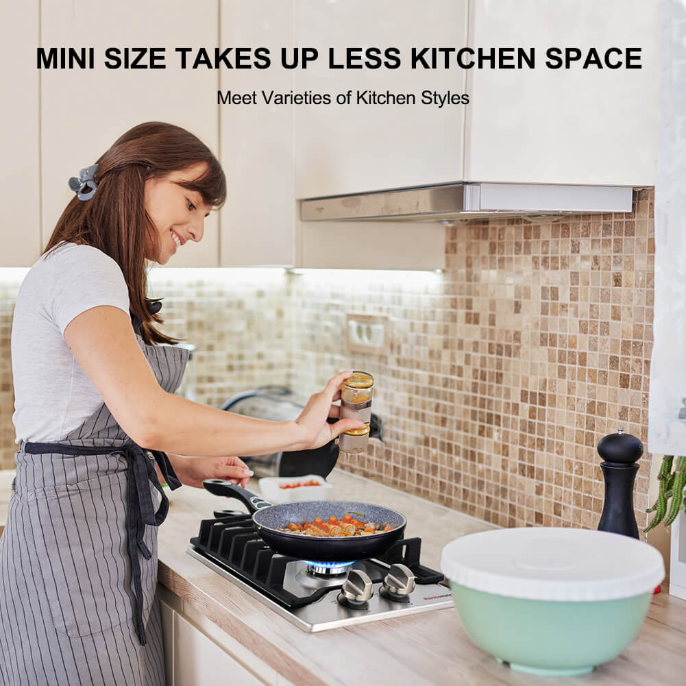 12 Inch Gas Cooktop, thermomate Built In Gas Rangetop with 2 High Efficiency SABAF Burners, NG/LPG Convertible 304 Stainless Steel Gas Stove Top with Flame Out Protection