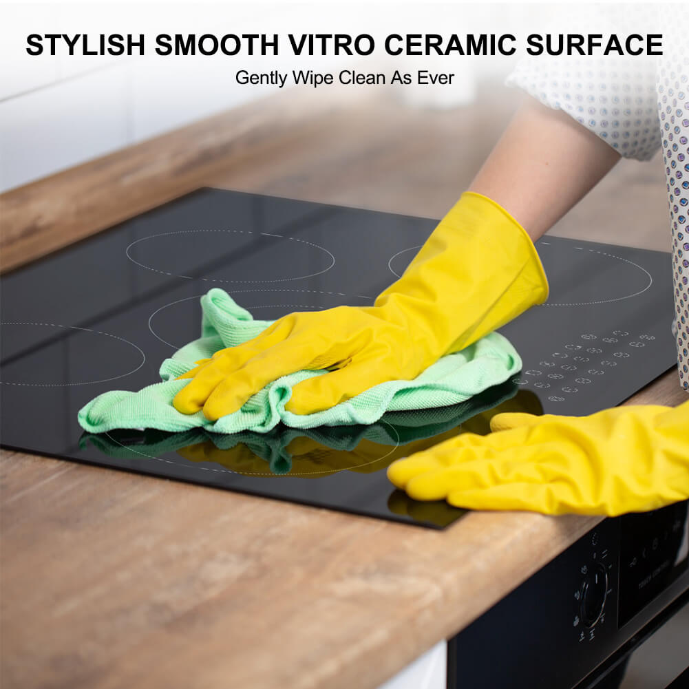 Electric Cooktop, thermomate 30 Inch Built-in Radiant Electric Stove Top, 240V Ceramic Electric Stove with 5 Burners, 9 Heating Level, Timer & Kid Safety Lock, Sensor Touch Control