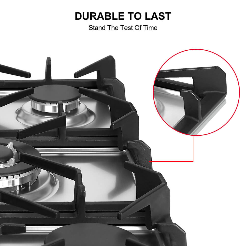 thermomate Gas Cooktop, 30 Inch Built In Gas Rangetop with 5 High Efficiency Burners, NG/LPG Convertible Stainless Steel Gas Stove Top with Thermocouple Protection, 120V AC