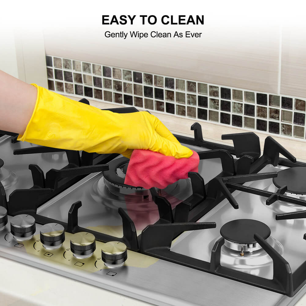 thermomate Gas Cooktop, 30 Inch Built In Gas Rangetop with 5 High Efficiency Burners, NG/LPG Convertible Stainless Steel Gas Stove Top with Thermocouple Protection, 120V AC