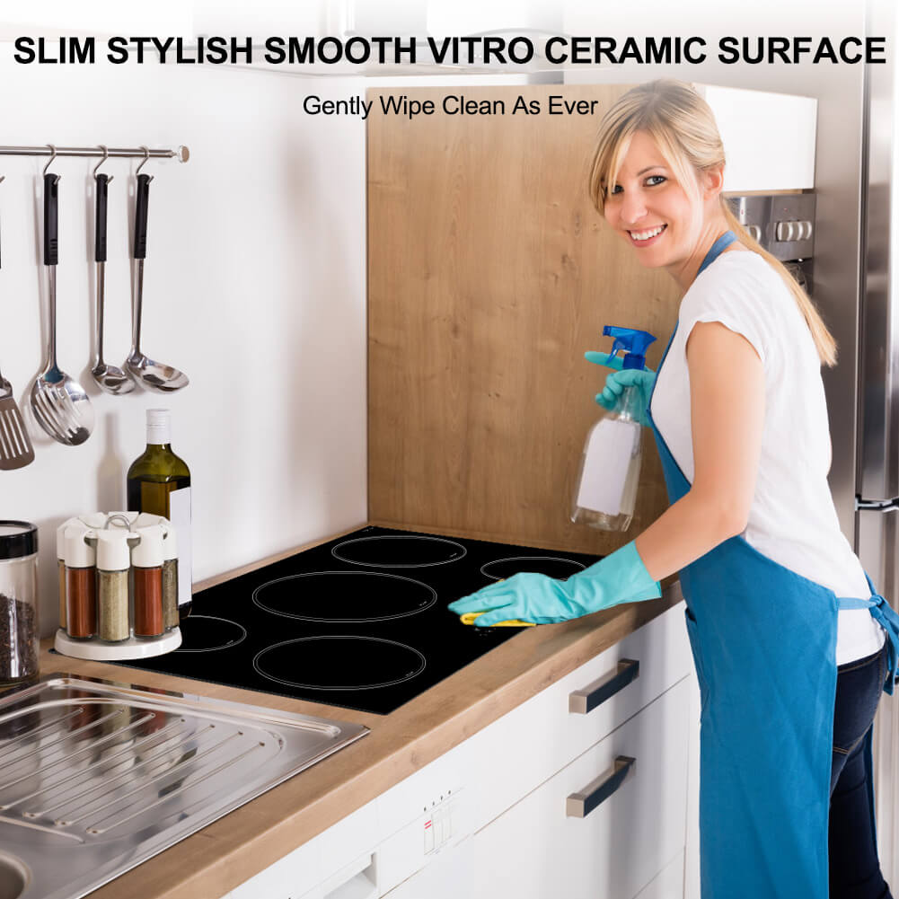 36 Inch Induction Cooktop, thermomate Built-in Electric Stove Top, 240V Electric Smoothtop with 5 Boost Burner, 9 Heating Level, Timer, Kid Safety Lock, Keep Warm Function, ETL & FCC Certified