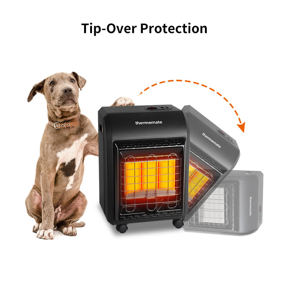 Propane Heater, thermomate 18,000 BTU Portable LP Gas Heater with 3 Power Settings, Mobile Radiant Cabinet LP Heater with Gas Regulator and Hose, Heating Area Up to 450 Sq. Ft