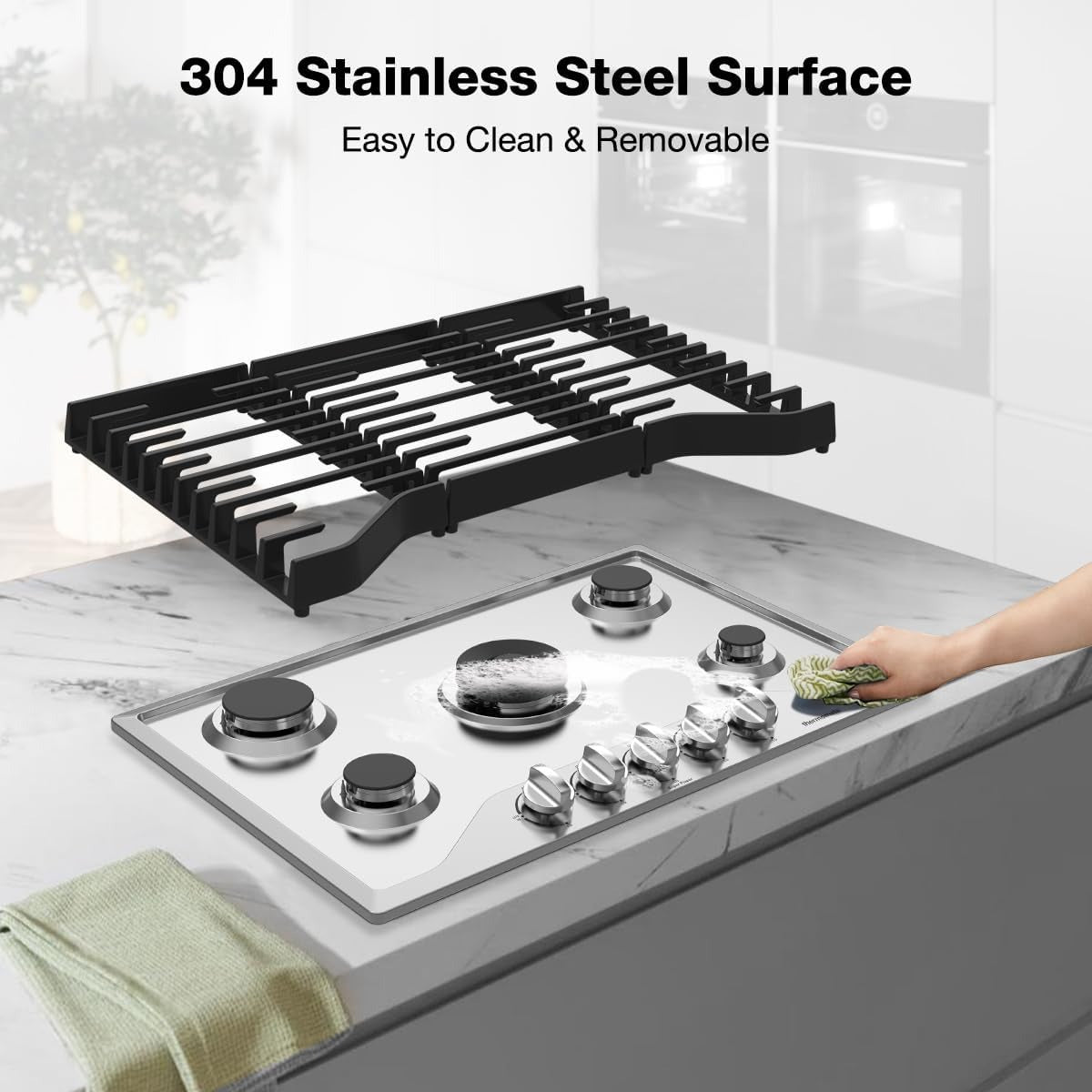 304 Stainless Steel Surface
Easy to Clean & Removable