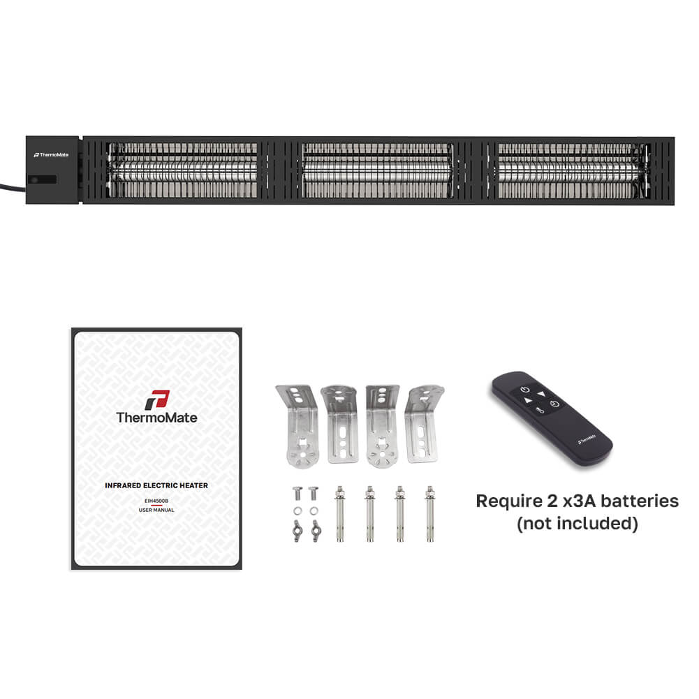 Electric Infrared Outdoor Patio Heater, 4500W Wall Mounted & 24 Hours Timer